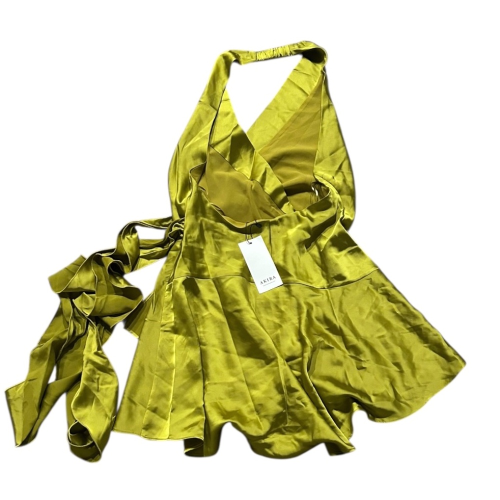 NWT Akira Satin Green Halter mini Dress Women's Size M NEW W/ TAG  SIZES S M XL - Picture 2 of 3